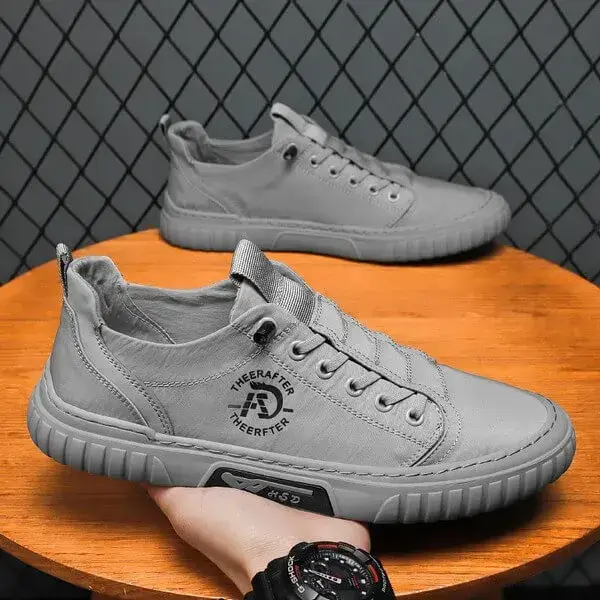 Mens Breathable Low-Top Sneakers | Simple Flat Casual Shoes in Black, Green, Grey, Khaki